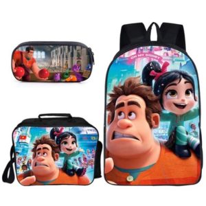 16″Wreck-It Ralph Backpack School Bag+Lunch Bag+Pencil Bag