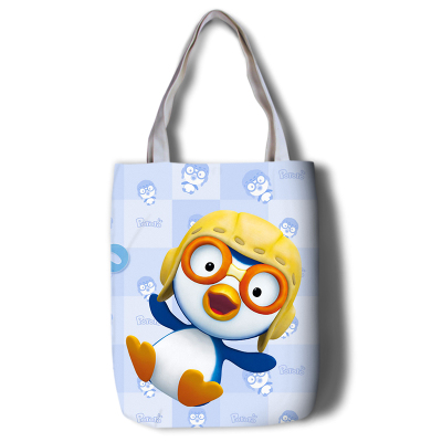 Pororo Canvas Grocery Bag Shopping Bag Reusable Large Shopping Canvas Bags Natural White Cloth Shoulder Bags Canvas Tote Bag Perfect for Crafting Decorating - Image 11
