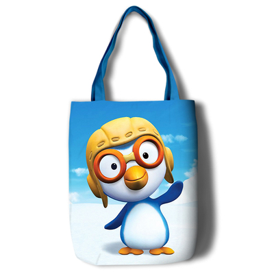 Pororo Canvas Grocery Bag Shopping Bag Reusable Large Shopping Canvas Bags Natural White Cloth Shoulder Bags Canvas Tote Bag Perfect for Crafting Decorating - Image 5