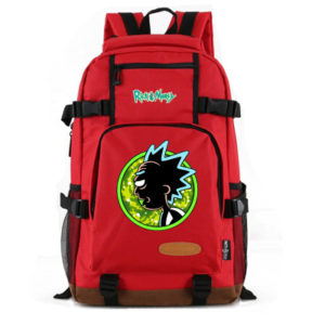 Rick and Morty Backpack School Bag Black Red Blue