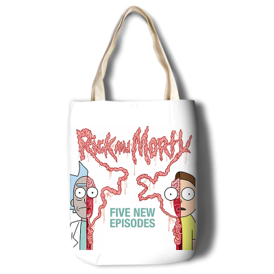 Rick and Morty Canvas Grocery Bag Shopping Bag Reusable Large Shopping Canvas Bags Natural White Cloth Shoulder Bags Canvas Tote Bag Perfect for Crafting Decorating - Image 17