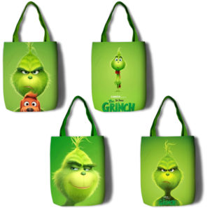 The Grinch Canvas Grocery Bag Shopping Bag Reusable Large Shopping Canvas Bags Natural White Cloth Shoulder Bags Canvas Tote Bag Perfect for Crafting Decorating