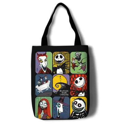 The Nightmare Before Christmas Canvas Grocery Bag Shopping Bag Reusable Large Shopping Canvas Bags Natural White Cloth Shoulder Bags Canvas Tote Bag Perfect for Crafting Decorating - Image 14