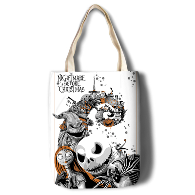 The Nightmare Before Christmas Canvas Grocery Bag Shopping Bag Reusable Large Shopping Canvas Bags Natural White Cloth Shoulder Bags Canvas Tote Bag Perfect for Crafting Decorating - Image 13