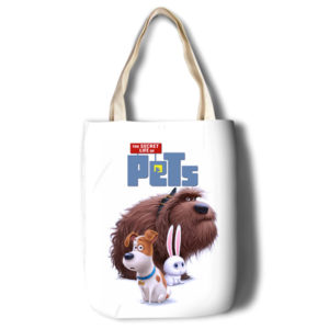 The Secret Life of Pets 2 Canvas Grocery Bag Shopping Bag Reusable Large Shopping Canvas Bags Natural White Cloth Shoulder Bags Canvas Tote Bag Perfect for Crafting Decorating