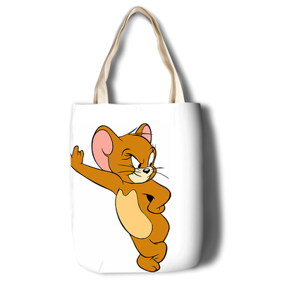 Tom and Jerry Canvas Grocery Bag Shopping Bag Reusable Large Shopping Canvas Bags Natural White Cloth Shoulder Bags Canvas Tote Bag Perfect for Crafting Decorating - Image 14