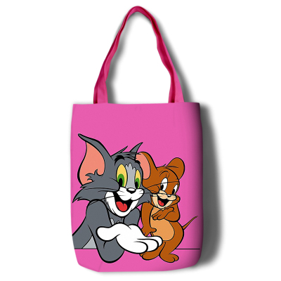 Tom and Jerry Canvas Grocery Bag Shopping Bag Reusable Large Shopping Canvas Bags Natural White Cloth Shoulder Bags Canvas Tote Bag Perfect for Crafting Decorating - Image 2