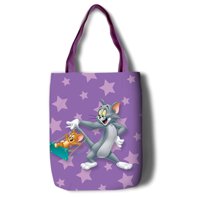 Tom and Jerry Canvas Grocery Bag Shopping Bag Reusable Large Shopping Canvas Bags Natural White Cloth Shoulder Bags Canvas Tote Bag Perfect for Crafting Decorating - Image 3