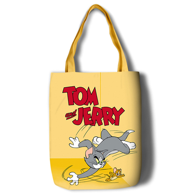 Tom and Jerry Canvas Grocery Bag Shopping Bag Reusable Large Shopping Canvas Bags Natural White Cloth Shoulder Bags Canvas Tote Bag Perfect for Crafting Decorating - Image 4