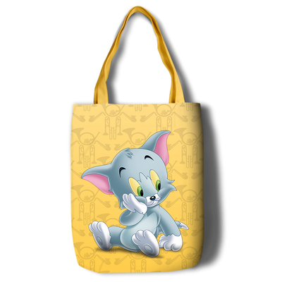 Tom and Jerry Canvas Grocery Bag Shopping Bag Reusable Large Shopping Canvas Bags Natural White Cloth Shoulder Bags Canvas Tote Bag Perfect for Crafting Decorating - Image 9