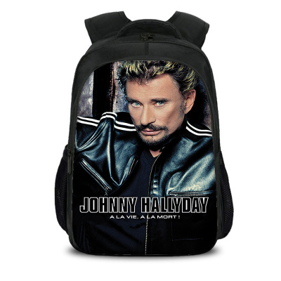 16‘’Johnny Hallyday Backpack School Bag Black