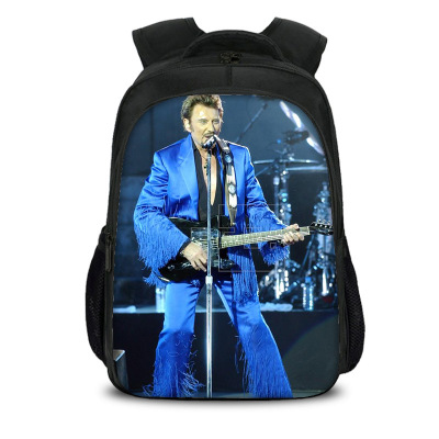16‘’Johnny Hallyday Backpack School Bag Black - Image 12