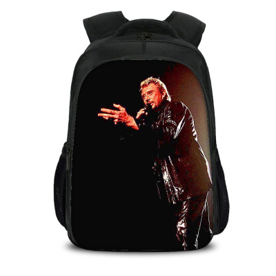 16‘’Johnny Hallyday Backpack School Bag Black - Image 13