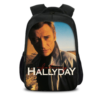 16‘’Johnny Hallyday Backpack School Bag Black - Image 2
