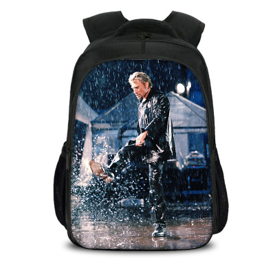 16‘’Johnny Hallyday Backpack School Bag Black - Image 3