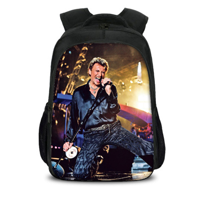 16‘’Johnny Hallyday Backpack School Bag Black - Image 4