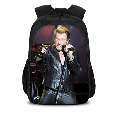 16‘’Johnny Hallyday Backpack School Bag Black - Image 5