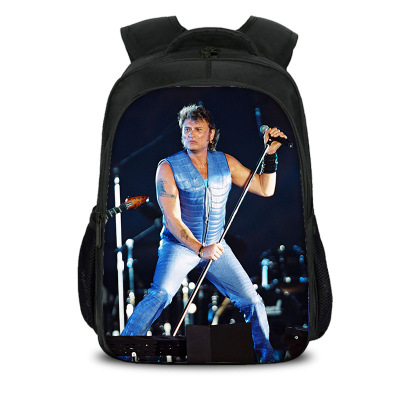 16‘’Johnny Hallyday Backpack School Bag Black - Image 6