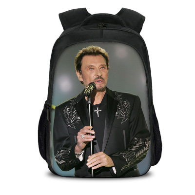 16‘’Johnny Hallyday Backpack School Bag Black - Image 7