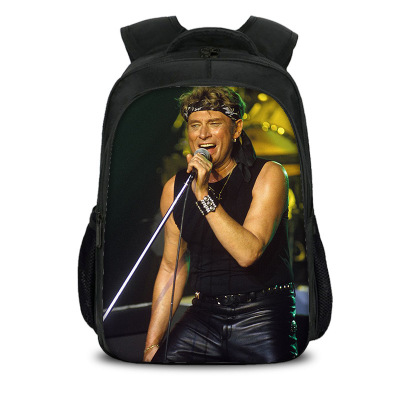 16‘’Johnny Hallyday Backpack School Bag Black - Image 8