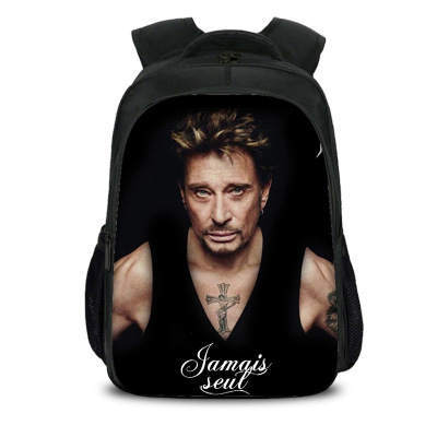 16‘’Johnny Hallyday Backpack School Bag Black - Image 9