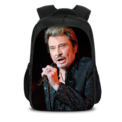 16‘’Johnny Hallyday Backpack School Bag Black - Image 10