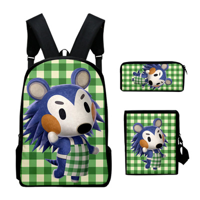16″Animal Crossing Backpack School Bag+Messenger Bag+Pencil Bag