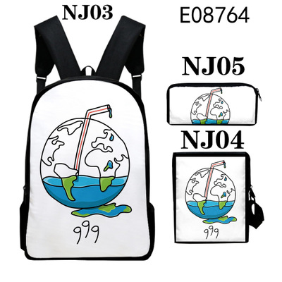 16″Juice Wrld Backpack School Bag+Messenger Bag+Pencil Bag - Image 16