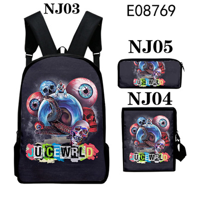 16″Juice Wrld Backpack School Bag+Messenger Bag+Pencil Bag - Image 18