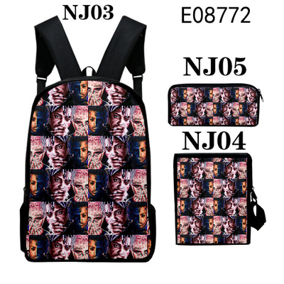 16″Juice Wrld Backpack School Bag+Messenger Bag+Pencil Bag - Image 20