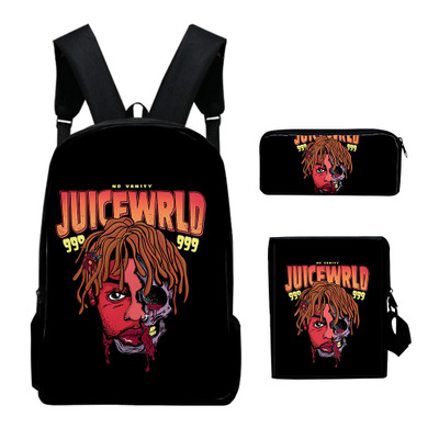 16″Juice Wrld Backpack School Bag+Messenger Bag+Pencil Bag - Image 7
