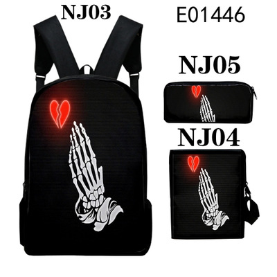 16″Juice Wrld Backpack School Bag+Messenger Bag+Pencil Bag - Image 13