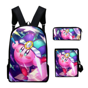 16″kirby Backpack School Bag+Messenger Bag+Pencil Bag