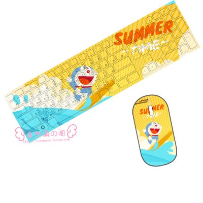 Doraemon Ultra-Slim Compact USB Wired Wireless Keyboard+ Mouse for Mac and PC