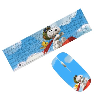 Snoopy Ultra-Slim Compact USB Wired Wireless Keyboard+ Mouse for Mac and PC