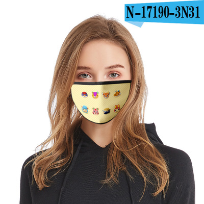 Reusable Facial Protection Cover with Animal Crossing Pattern Washable Anti-Fog Dust-Proof Cotton Full Face Protection Masks - Image 3