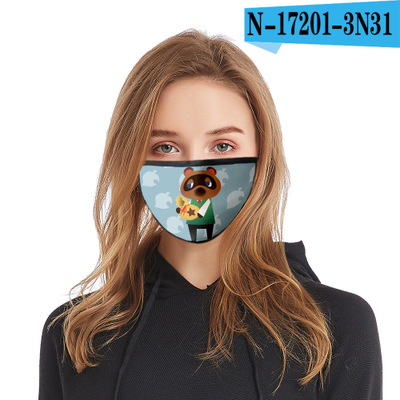 Reusable Facial Protection Cover with Animal Crossing Pattern Washable Anti-Fog Dust-Proof Cotton Full Face Protection Masks - Image 6