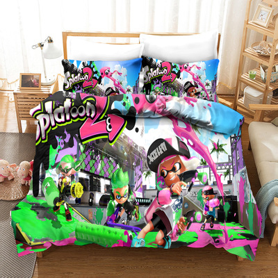Splatoon 2 Comfortable Bedding Three-Piece Soft and Breathable Duvet Cover - Image 30