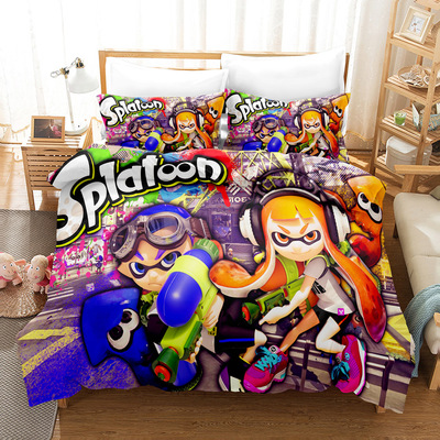 Splatoon 2 Comfortable Bedding Three-Piece Soft and Breathable Duvet Cover - Image 23