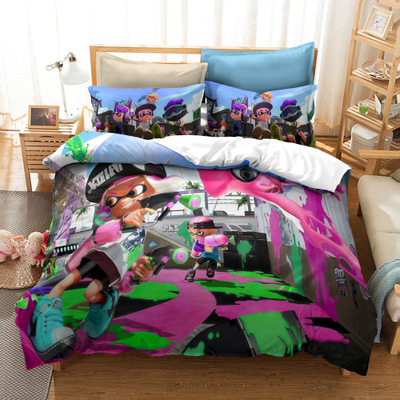 Splatoon 2 Comfortable Bedding Three-Piece Soft and Breathable Duvet Cover - Image 2