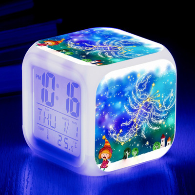 Twelve constellations 7 Colors Change Digital Alarm LED Clock - Image 4