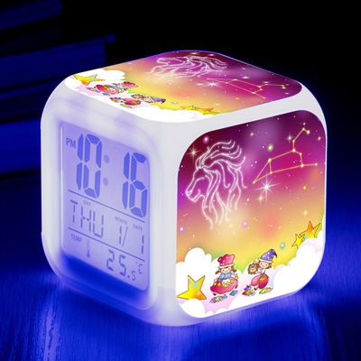 Twelve constellations 7 Colors Change Digital Alarm LED Clock - Image 2
