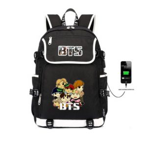 18“BTS USB Backpack School Bag Black