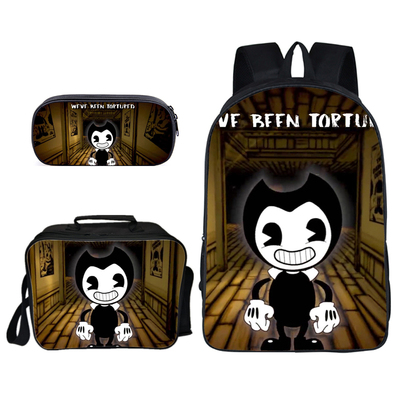 16″Bendy and the Ink Machine Backpack School Bag+Lunch Bag+Pencil Bag - Image 7