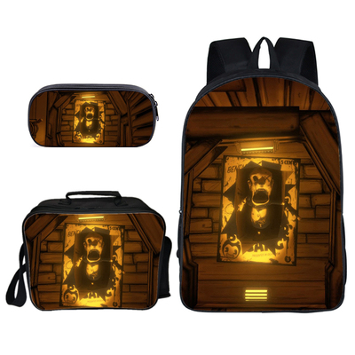 16″Bendy and the Ink Machine Backpack School Bag+Lunch Bag+Pencil Bag - Image 2