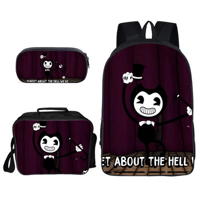 16″Bendy and the Ink Machine Backpack School Bag+Lunch Bag+Pencil Bag - Image 3