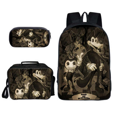 16″Bendy and the Ink Machine Backpack School Bag+Lunch Bag+Pencil Bag - Image 4