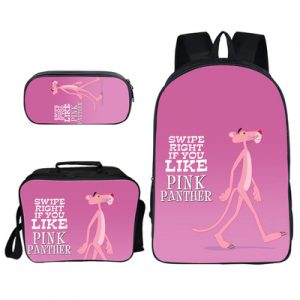 16″Pink Panther Backpack School Bag+Lunch Bag+Pencil Bag