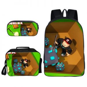 16″ROBLOX Backpack School Bag+Lunch Bag+Pencil Bag