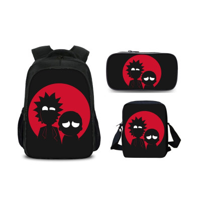 16″Rick and Morty Backpack School Bag+Shoulder Bag+Pencil Bag